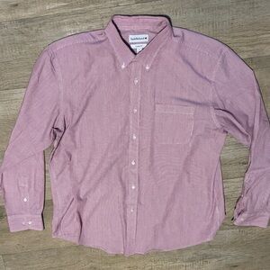 Saddlebred Men's Casual Red & White Striped Button-Down Shirt